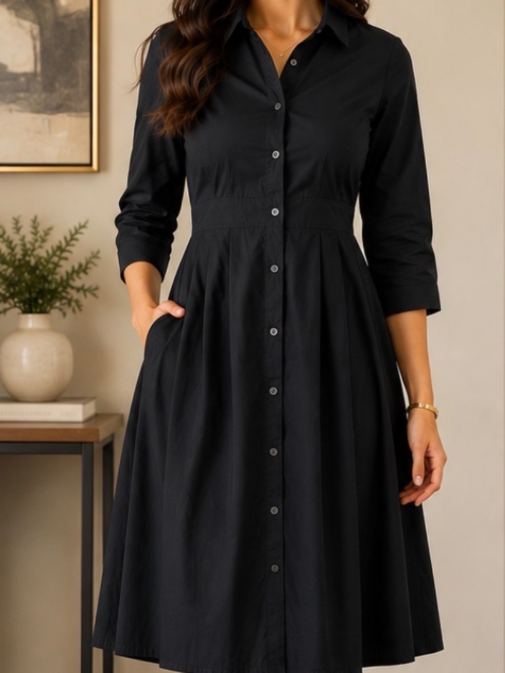 Club Monaco Black Button Front Collared Shirt Dress Size 2